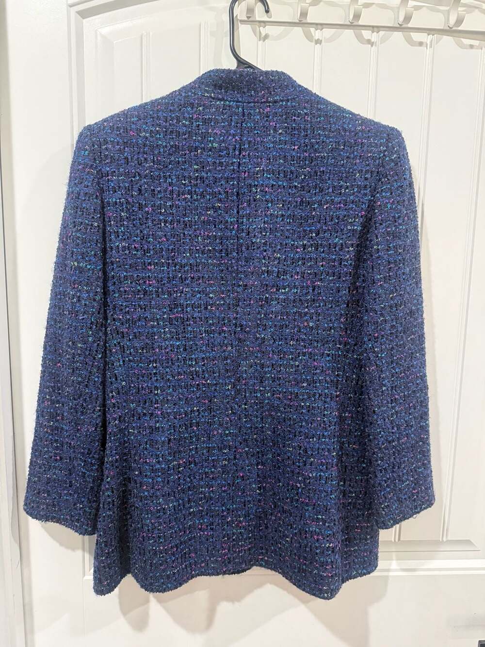 CARLISLE Blue Multicolor Tweed Wool Blend Mohair Button Jacket Blazer Size 8 - Picture 3 of 7